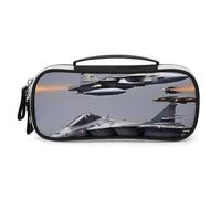 DWVSFJM Astuccio per matite in pelle PU Borsa per trucco portatile impermeabile con cerniera aerei da combattimento jet astuccio per forniture per ufficio borsa per trucco