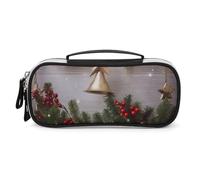 DWVSFJM Astuccio per matite in pelle PU borsa per trucco portatile impermeabile con cerniera albero di Natale e campane astuccio per forniture per ufficio borsa per trucco