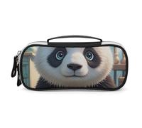 DWVSFJM Astuccio per matite in pelle PU Borsa per trucco portatile impermeabile con cerniera Anime Panda Face Pencil Pouch per forniture per ufficio Borsa per trucco
