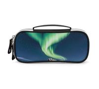 DWVSFJM Astuccio per matite in pelle PU Borsa per trucco portatile impermeabile con cerniera aurora boreale orso polare astuccio per forniture per ufficio borsa per trucco