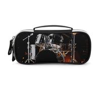 DWVSFJM Astuccio per matite in pelle PU Borsa per trucco portatile impermeabile con cerniera batterista astuccio per matite per forniture per ufficio borsa per trucco