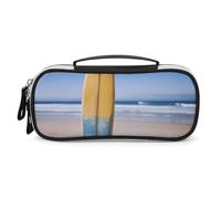 DWVSFJM Astuccio per matite in pelle PU Borsa per trucco portatile impermeabile con cerniera Beach Surfboard Pencil Pouch per forniture per ufficio borsa per trucco