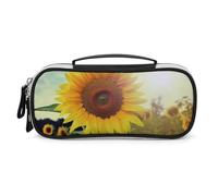 DWVSFJM Astuccio per matite in pelle PU Borsa per trucco portatile impermeabile con cerniera Bella girasole matita sacchetto per forniture per ufficio borsa trucco