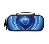 DWVSFJM Astuccio per matite in pelle PU borsa per trucco portatile impermeabile con cerniera blu cuore matita sacchetto per forniture per ufficio borsa trucco