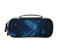 DWVSFJM Astuccio per matite in pelle PU Borsa per trucco portatile impermeabile con cerniera blu DNA struttura astuccio per forniture per ufficio borsa per trucco