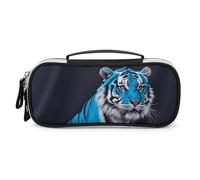 DWVSFJM Astuccio per matite in pelle PU borsa per trucco portatile impermeabile con cerniera blu rosa tigre astuccio per forniture per ufficio borsa trucco