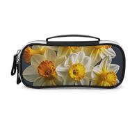 DWVSFJM Astuccio per matite in pelle PU Borsa per trucco portatile impermeabile con cerniera Bouquet di narcisi astuccio per forniture per ufficio borsa per trucco