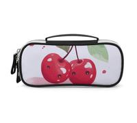 DWVSFJM Astuccio per matite in pelle PU borsa per trucco portatile impermeabile con cerniera carino ciliegia matita sacchetto per forniture per ufficio borsa trucco