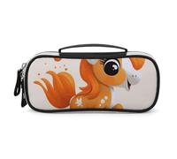 DWVSFJM Astuccio per matite in pelle PU borsa per trucco portatile impermeabile con cerniera carino arancione pony matita sacchetto per forniture per ufficio borsa trucco