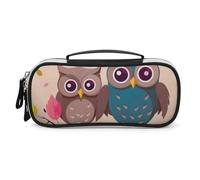 DWVSFJM Astuccio per matite in pelle PU borsa per trucco portatile impermeabile con cerniera carino gufi astuccio per forniture per ufficio borsa trucco