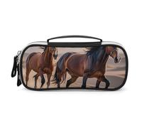 DWVSFJM Astuccio per matite in pelle PU borsa per trucco portatile impermeabile con cerniera cavalli che corrono nel sacchetto di matita di sabbia per forniture per ufficio borsa per trucco