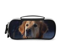 DWVSFJM Astuccio per matite in pelle PU Borsa per trucco portatile impermeabile con cerniera Golden Retriever Pencil Pouch per forniture per ufficio borsa per trucco
