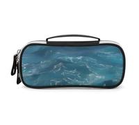 DWVSFJM Astuccio per matite in pelle PU Borsa per trucco portatile impermeabile con cerniera Il profondo blu mare matita sacchetto per forniture per ufficio borsa trucco
