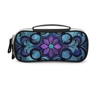 DWVSFJM Astuccio per matite in pelle PU Borsa per trucco portatile impermeabile con cerniera in vetro colorato modello astuccio per forniture per ufficio borsa per trucco