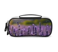 DWVSFJM Astuccio per matite in pelle PU borsa per trucco portatile impermeabile con cerniera lavanda e farfalle astuccio per forniture per ufficio borsa per trucco