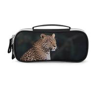 DWVSFJM Astuccio per matite in pelle PU Borsa per trucco portatile impermeabile con cerniera leopardo africano sulla roccia astuccio per matite per forniture per ufficio borsa per trucco