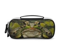 DWVSFJM Astuccio per matite in pelle PU Borsa per trucco portatile impermeabile con cerniera Lily e Frog Pencil Pouch per forniture per ufficio borsa per trucco