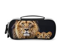 DWVSFJM Astuccio per matite in pelle PU Borsa per trucco portatile impermeabile con cerniera madre leone e giovane leone astuccio per forniture per ufficio borsa per trucco