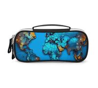 DWVSFJM Astuccio per matite in pelle PU Borsa per trucco portatile impermeabile con cerniera Mappa del mondo matita sacchetto per forniture per ufficio borsa trucco