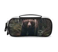 DWVSFJM Astuccio per matite in pelle PU borsa per trucco portatile impermeabile con cerniera orso in albero astuccio per forniture per ufficio borsa trucco