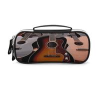 DWVSFJM Astuccio per matite in pelle PU Borsa per trucco portatile impermeabile con cerniera per chitarra astuccio per matite per forniture per ufficio borsa per trucco