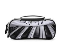 DWVSFJM Astuccio per matite in pelle PU Borsa per trucco portatile impermeabile con cerniera Pianoforte Musica Simbolo Matita Pouch per forniture per ufficio Borsa per trucco