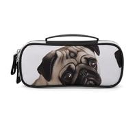 DWVSFJM Astuccio per matite in pelle PU Borsa per trucco portatile impermeabile con cerniera Pug Dog Pencil Pouch per forniture per ufficio borsa per trucco