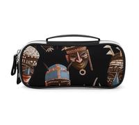 DWVSFJM Astuccio per matite in pelle PU Borsa per trucco portatile impermeabile con cerniera Rituale africano etnico tribale astuccio per forniture per ufficio borsa per trucco