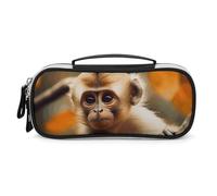 DWVSFJM Astuccio per matite in pelle PU borsa per trucco portatile impermeabile con cerniera scimmia sull'albero astuccio per matite per forniture per ufficio borsa per trucco