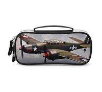 DWVSFJM Astuccio per matite in pelle PU Borsa per trucco portatile impermeabile con cerniera Seconda Guerra Mondiale Aereo Matita Sacchetto per Forniture per ufficio Borsa Trucco