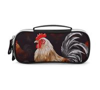 DWVSFJM Astuccio per matite in pelle PU Borsa per trucco portatile impermeabile con cerniera Shine Gallo Matita Sacchetto per forniture per ufficio Borsa per trucco