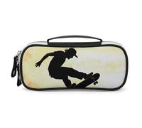 DWVSFJM Astuccio per matite in pelle PU Borsa per trucco portatile impermeabile con cerniera Skateboard Pencil Pouch per forniture per ufficio borsa per trucco