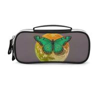 DWVSFJM Astuccio per matite in pelle PU borsa per trucco portatile impermeabile con cerniera Sole e luna verde falena astuccio per forniture per ufficio borsa per trucco