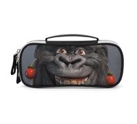 DWVSFJM Astuccio per matite in pelle PU Borsa per trucco portatile impermeabile con cerniera Sorridente Gorilla Photo Pencil Pouch per forniture per ufficio Borsa per trucco