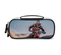 DWVSFJM Astuccio per matite in pelle PU Borsa per trucco portatile impermeabile con cerniera Sport Moto Pencil Pouch per forniture per ufficio Borsa per trucco