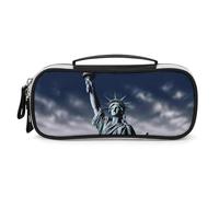 DWVSFJM Astuccio per matite in pelle PU Borsa per trucco portatile impermeabile con cerniera Statua della Libertà Astuccio per matite per forniture per ufficio Borsa per trucco