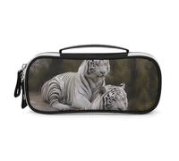DWVSFJM Astuccio per matite in pelle PU Borsa per trucco portatile impermeabile con cerniera Tigri bianche astuccio per forniture per ufficio borsa per trucco