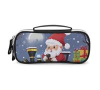 DWVSFJM Astuccio per matite in pelle PU Borsa per trucco portatile impermeabile con cerniera Treno di Babbo Natale per forniture per ufficio borsa per trucco