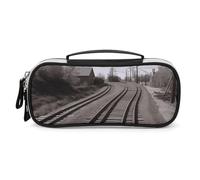 DWVSFJM Astuccio per matite in pelle PU Borsa per trucco portatile impermeabile con cerniera Treno Track Pencil Pouch per forniture per ufficio Borsa per trucco