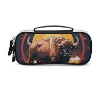 DWVSFJM Astuccio per matite in pelle PU Borsa per trucco portatile impermeabile con cerniera Wild American Bisonte Montagne Astuccio per forniture per ufficio Borsa per trucco