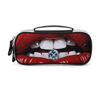 DWVSFJM Astuccio per matite in pelle PU Borsa per trucco portatile impermeabile con labbra rosse con cerniera con astuccio per matite diamantate per forniture per ufficio borsa per trucco