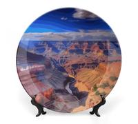 DWVSFJM Beauty Grand Canyon Stampa Bone China Piatto Decorativo Con Espositore Piatto Decorativo In Ceramica Porcellana Rotondo Piatto da Cena Artigianato Artigianato Per Decorazione Da Parete 6