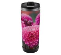 DWVSFJM Bella rosa fiori isolati Tumbler in acciaio inossidabile doppia parete vuoto tazza da viaggio isolato tazza di metallo tazza di grande capacità tazza di caffè riutilizzabile con coperchio