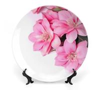 DWVSFJM Bellissimo piatto decorativo in porcellana con stampa di fiori in porcellana con espositore piatto decorativo in ceramica piatto rotondo in porcellana per decorazioni da appendere alla parete