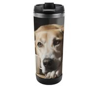 DWVSFJM Bicchiere isolato con cane a riposo in acciaio inossidabile a doppia parete sottovuoto tazza da viaggio isolata tazza in metallo tazza di grande capacità tazza da caffè riutilizzabile con
