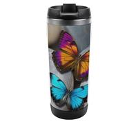 DWVSFJM Bicchiere isolato in pietra colorata a farfalla in acciaio inossidabile doppia parete sottovuoto tazza da viaggio isolata tazza in metallo tazza di grande capacità tazza da caffè
