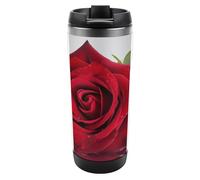 DWVSFJM Bicchiere isolato rosso rosa in acciaio inossidabile doppia parete sottovuoto tazza da viaggio isolata tazza in metallo tazza di grande capacità tazza da caffè riutilizzabile con coperchio