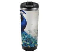 DWVSFJM Blu Pavone Isolato Tumbler In Acciaio Inox Doppia Parete Vuoto Tazza Da Viaggio Isolato Tazza In Metallo Tazza Di Grande Capacità Auto Tazza Da Caffè Riutilizzabile Con Coperchio Regali