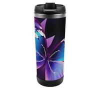 DWVSFJM Blu Viola Farfalla Isolato Tumbler In Acciaio Inox Doppia Parete Vuoto Tazza Da Viaggio Isolato Tazza In Metallo Tazza Di Grande Capacità Auto Tazza Da Caffè Riutilizzabile Con