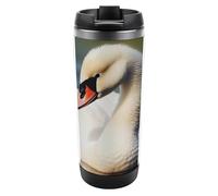 DWVSFJM Carino Little Swan Tumbler isolato in acciaio inossidabile doppia parete vuoto tazza da viaggio isolato tazza di metallo tazza di grande capacità tazza da caffè riutilizzabile con coperchio